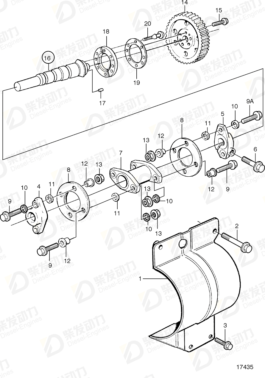 VOLVO Six point socket scr, incl sealing ring 1556747 Drawing